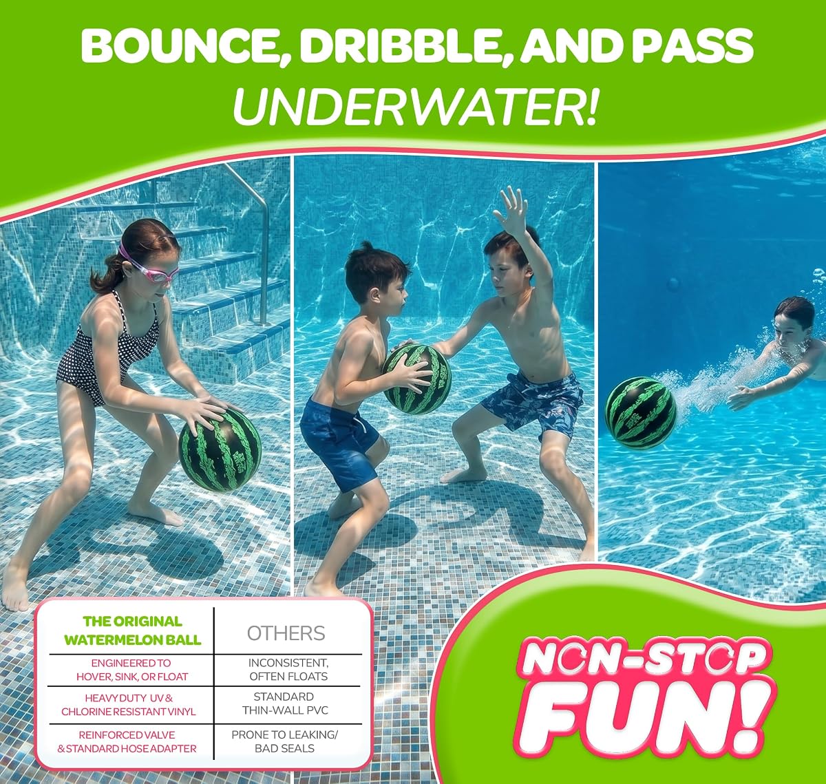 Watermelon Ball 9″ Green in the water
