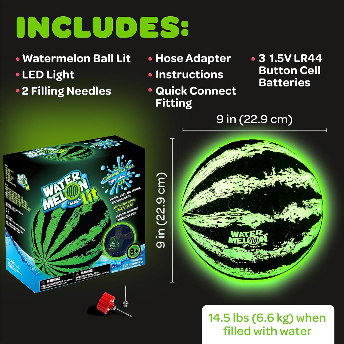 Watermelon Ball Lit 9″ — view 6